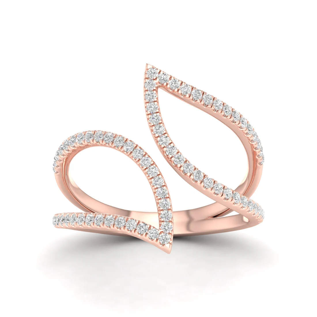 0.30Ctw Lab Grown Diamond Leaf Style Wedding Band