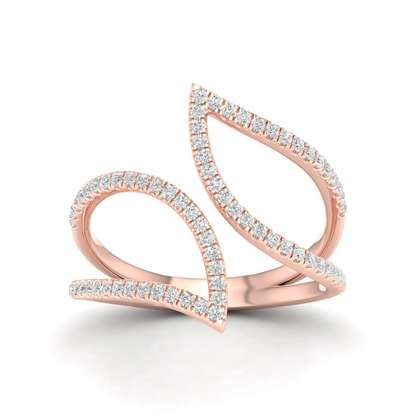 0.30Ctw Lab Grown Diamond Leaf Style Wedding Band