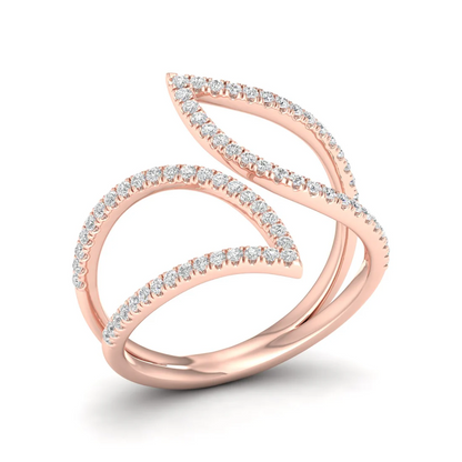 0.30Ctw Lab Grown Diamond Leaf Style Wedding Band