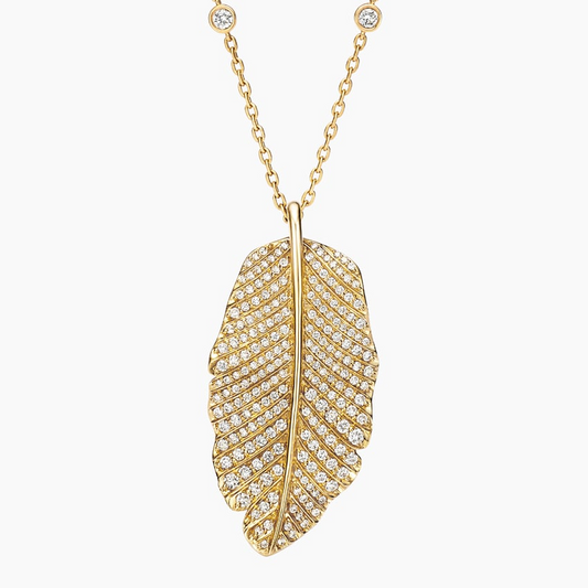 Lab Grown Diamond Jane Goodall Luxe Pavé Leaf Pendant
