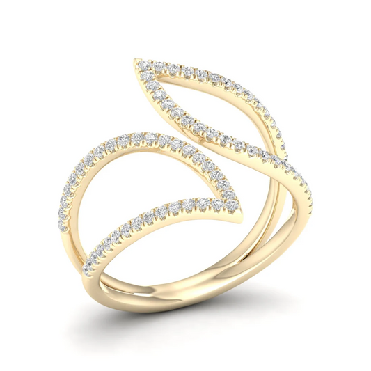 0.30Ctw Lab Grown Diamond Leaf Style Wedding Band