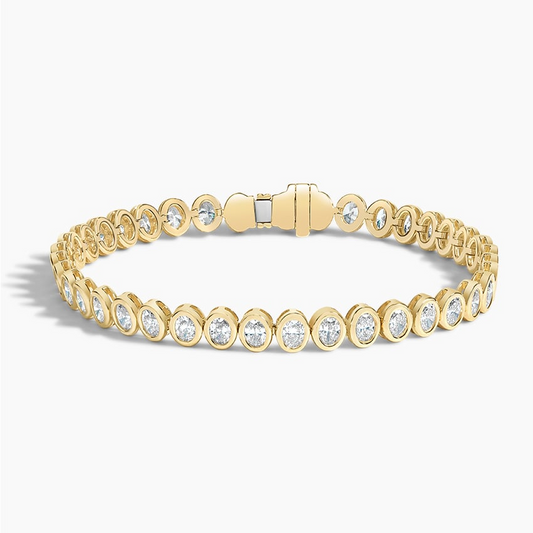 3.75CTW 6.5 inch Oval Lab Grown Diamond Bezel Tennis Bracelet