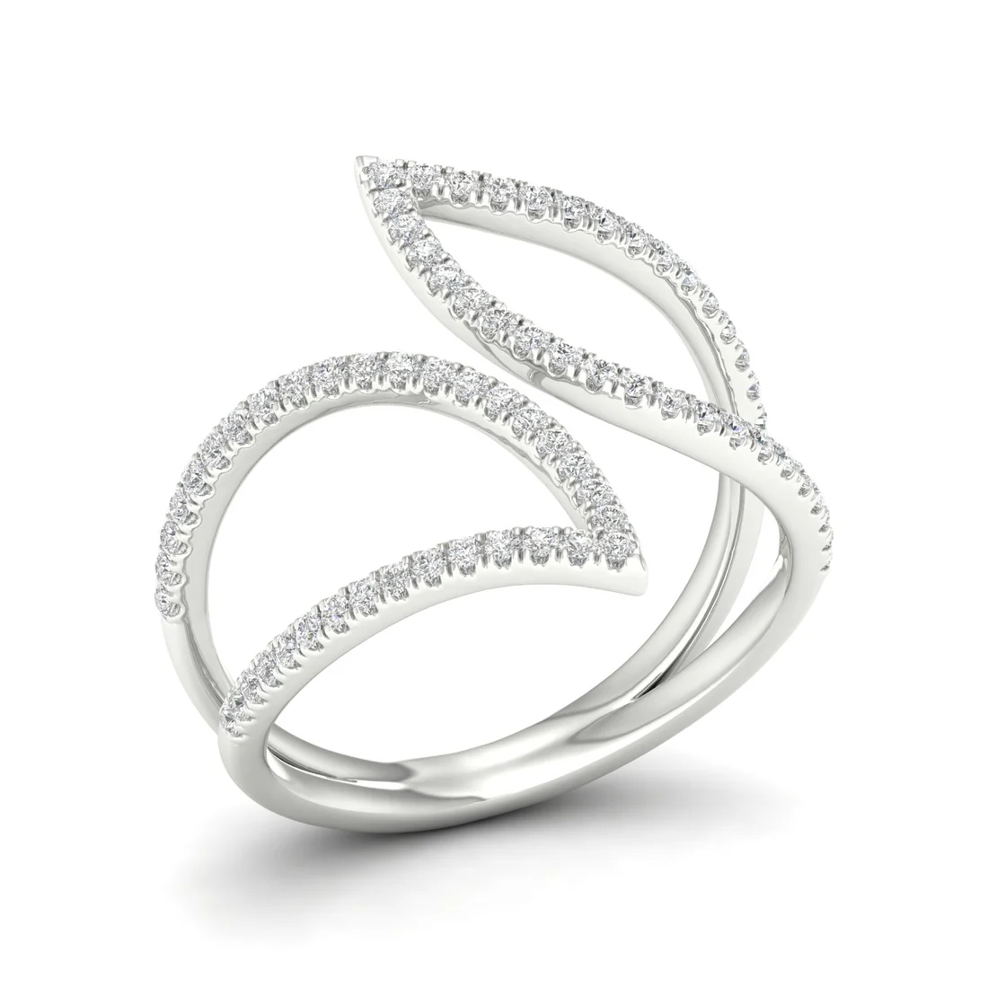 0.30Ctw Lab Grown Diamond Leaf Style Wedding Band