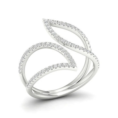 0.30Ctw Lab Grown Diamond Leaf Style Wedding Band