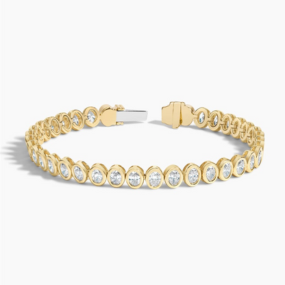 3.75CTW 6.5 inch Oval Lab Grown Diamond Bezel Tennis Bracelet