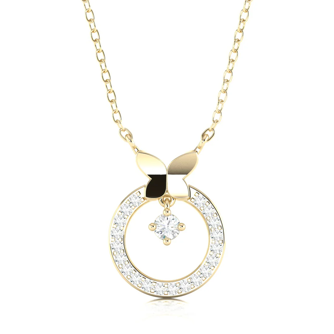 0.25 CTW Lab Grown Diamond Circle Butterfly Pendant