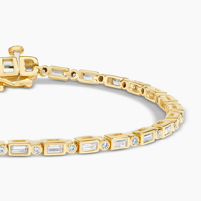 1.5CTW 7 inch Baguette and Round Lab Grown Diamond Tennis Bracelet