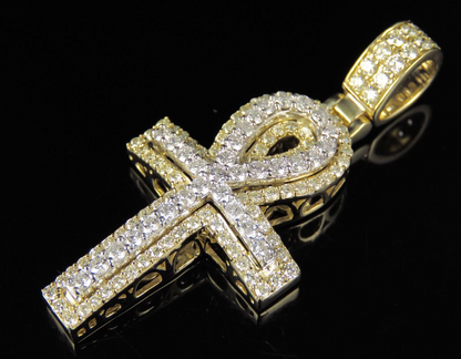 Custom 10K Lab Grown Diamond Dome Ankh Cross Pendant