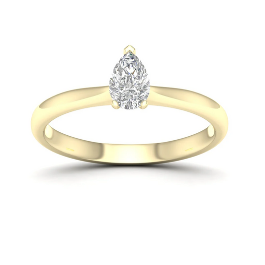 0.50 CTW Pear Cut Lab Grown Solitaire Diamond Ring