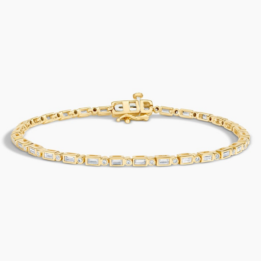 1.5CTW 7 inch Baguette and Round Lab Grown Diamond Tennis Bracelet