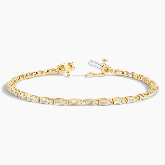 1.5CTW 7 inch Baguette and Round Lab Grown Diamond Tennis Bracelet
