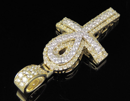 Custom 10K Lab Grown Diamond Dome Ankh Cross Pendant