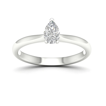 0.50 CTW Pear Cut Lab Grown Solitaire Diamond Ring