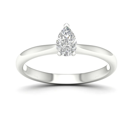 0.50 CTW Pear Cut Lab Grown Solitaire Diamond Ring