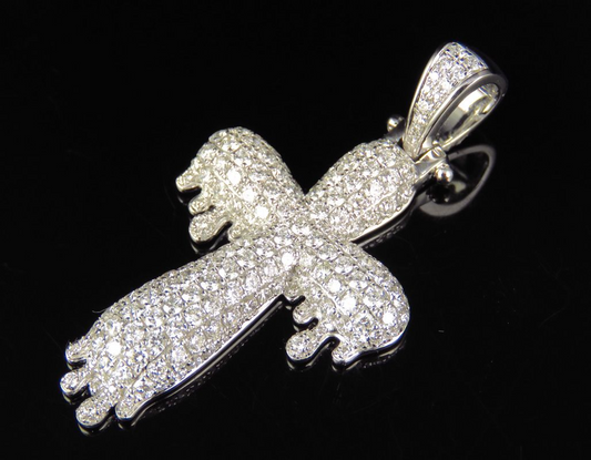 1.8 Inch 10K Lab Grown Diamond Drip Cross Pendant