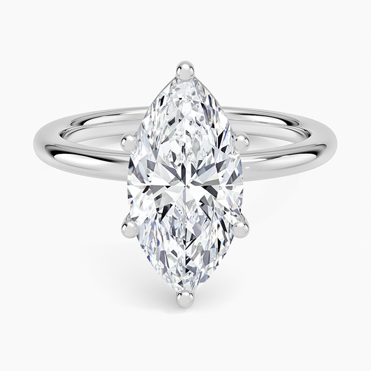 2 1/2CT Marquise Cut Lab Grown Diamond 2mm Solitaire Ring