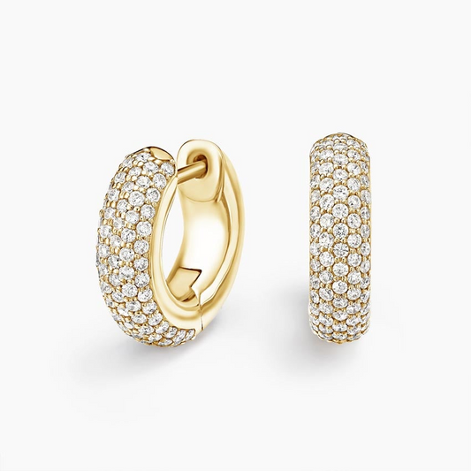 2/3  Lab Grown Diamond Tube Huggie Earrings 14K Yellow Gold