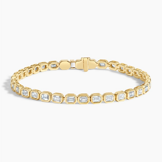 3.33 CTW 6.5 inch Emerald Cut Lab Grown Diamond Bezel Tennis Bracelet