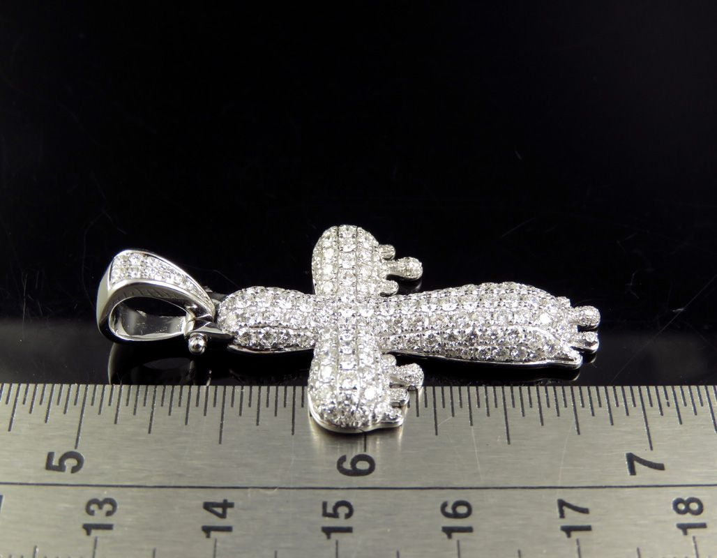 1.8 Inch 10K Lab Grown Diamond Drip Cross Pendant