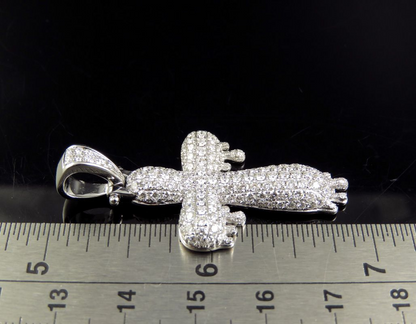 1.8 Inch 10K Lab Grown Diamond Drip Cross Pendant