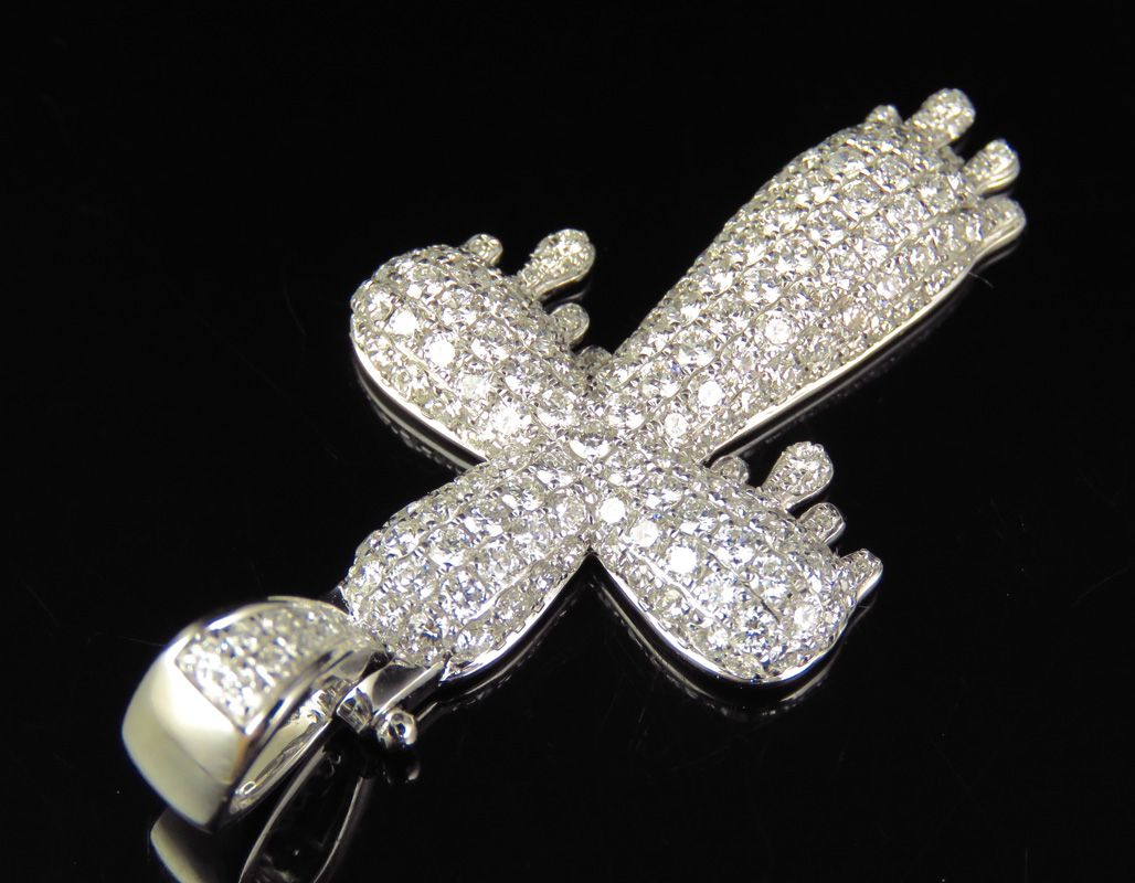 1.8 Inch 10K Lab Grown Diamond Drip Cross Pendant