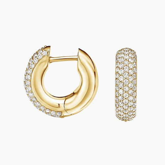 2/3  Lab Grown Diamond Tube Huggie Earrings 14K Yellow Gold