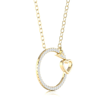 0.13 CTW Lab Grown Diamond Circle Arrow Heart Pendant