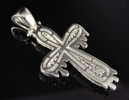 1.8 Inch 10K Lab Grown Diamond Drip Cross Pendant
