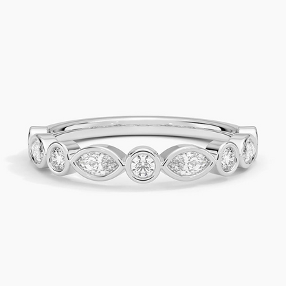 Round And Marquise Lab Grown Diamond Bezel Set Wedding Band