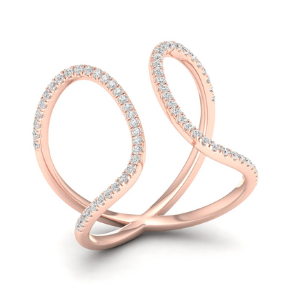 0.30Ctw Lab Grown Diamond Curved Open Wedding Band