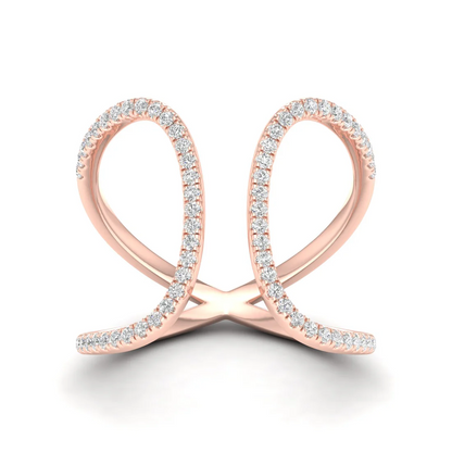 0.30Ctw Lab Grown Diamond Curved Open Wedding Band