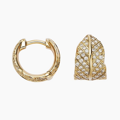 Lab Grown Diamond 2/5 CTW Leaf Shape Huggie Earrings