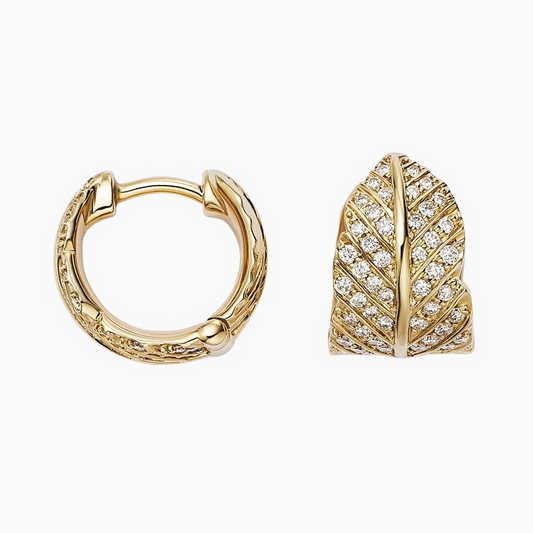 Lab Grown Diamond 2/5 CTW Leaf Shape Huggie Earrings