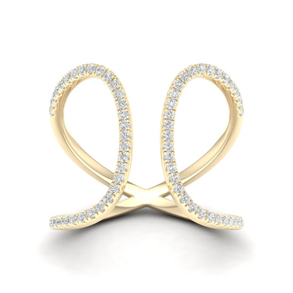 0.30Ctw Lab Grown Diamond Curved Open Wedding Band