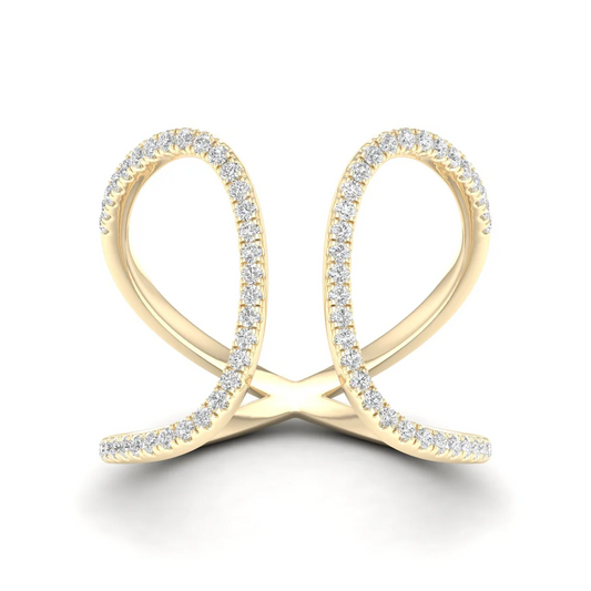 0.30Ctw Lab Grown Diamond Curved Open Wedding Band