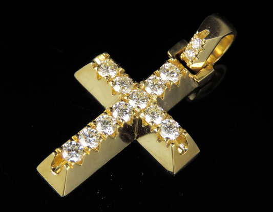 1.5 Inch Solitaire Prong Lab Grown Diamond Cross Pendant