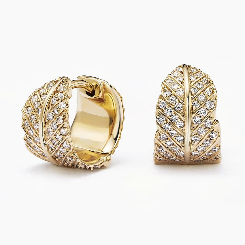 Lab Grown Diamond 2/5 CTW Leaf Shape Huggie Earrings
