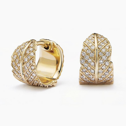 Lab Grown Diamond 2/5 CTW Leaf Shape Huggie Earrings