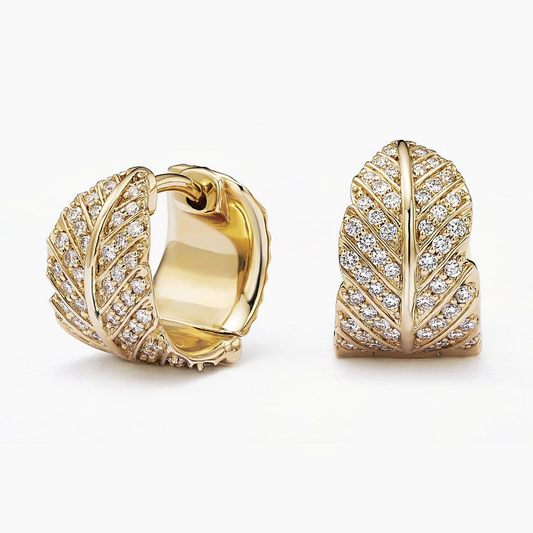 Lab Grown Diamond 2/5 CTW Leaf Shape Huggie Earrings