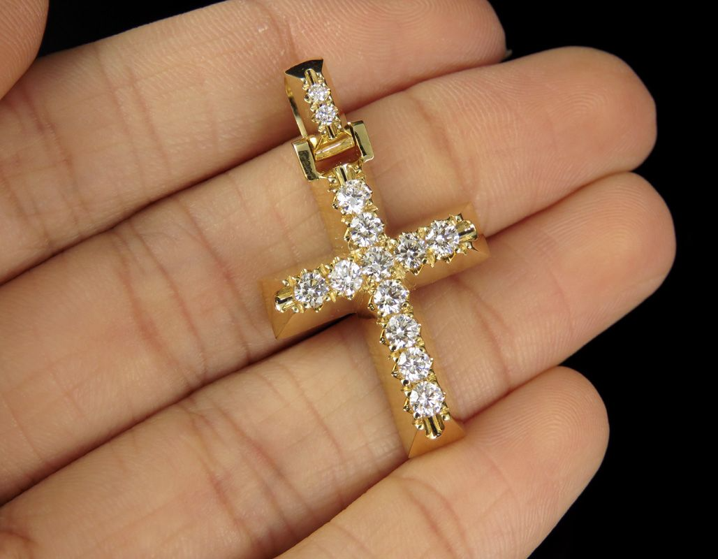1.5 Inch Solitaire Prong Lab Grown Diamond Cross Pendant