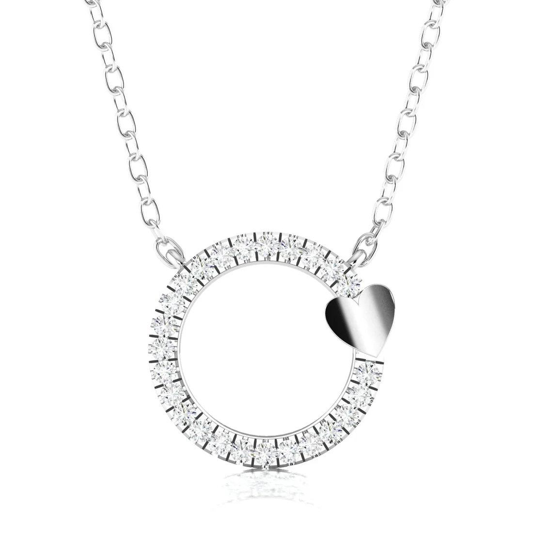 0.13 CTW Lab Grown Diamond Circle Heart Pendant