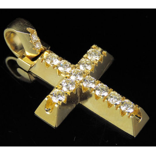 1.5 Inch Solitaire Prong Lab Grown Diamond Cross Pendant