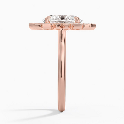 3CT Oval Lab Grown diamond Gold Flower Ring