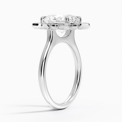 3CT Oval Lab Grown diamond Gold Flower Ring