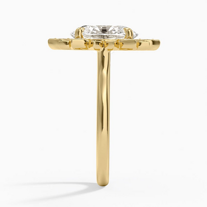 3CT Oval Lab Grown diamond Gold Flower Ring