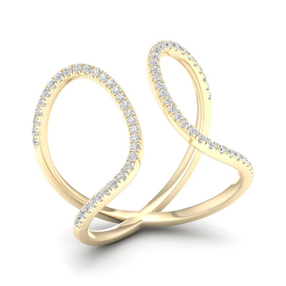 0.30Ctw Lab Grown Diamond Curved Open Wedding Band