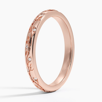 0.05 CTW Engraved Lab Grown Diamond Wedding Band For Women
