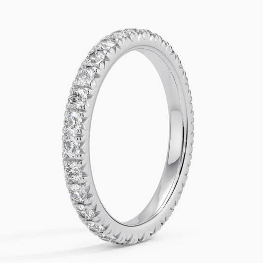 Round Cut Lab Grown Diamond 10K White Gold Wedding Band