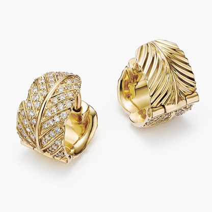 Lab Grown Diamond 2/5 CTW Leaf Shape Huggie Earrings