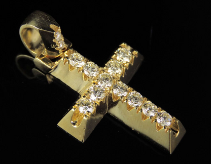 1.5 Inch Solitaire Prong Lab Grown Diamond Cross Pendant